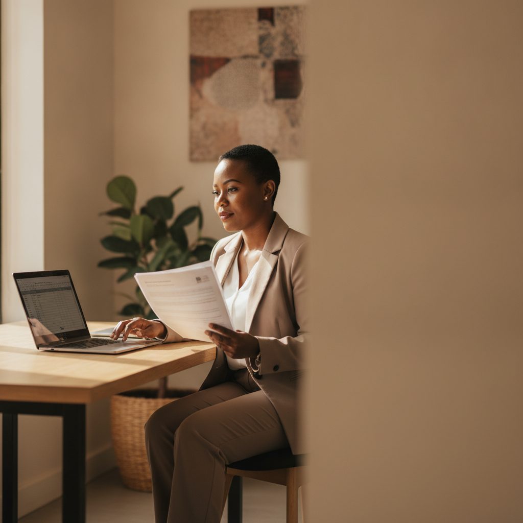 South African business owner reviewing a government tender
